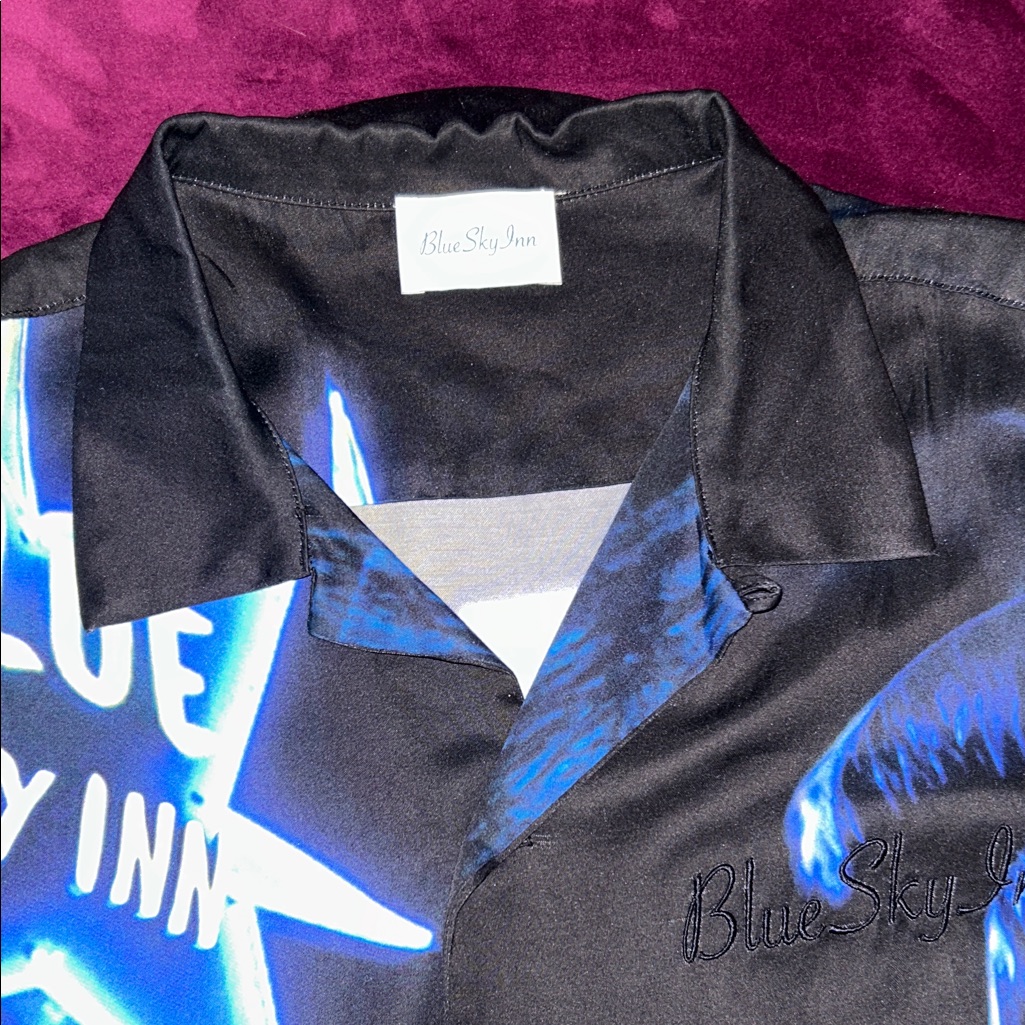 Blue Sky Black And Electric Blue Men's Casual Shirt